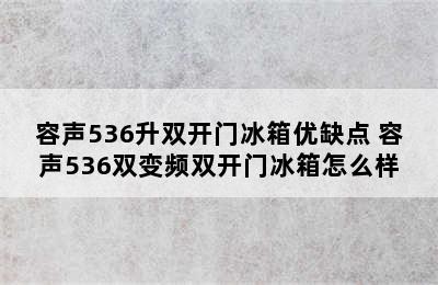 容声536升双开门冰箱优缺点 容声536双变频双开门冰箱怎么样